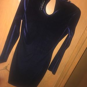 Brand NEW Bodycon Blue Velvet Fashion Nova Dress